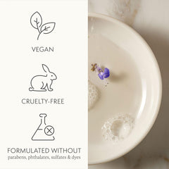 Thymes Nourishing Body Cleanser violet-note provides earthy, balanced fragrance