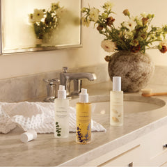 Thymes Eucalyptus Shower Spray misting in steamy shower supports a refreshing ritual.