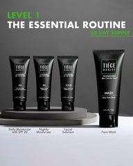 Tiege Hanley AM moisturizer with SPF 20 for daytime hydration and sun protection.
