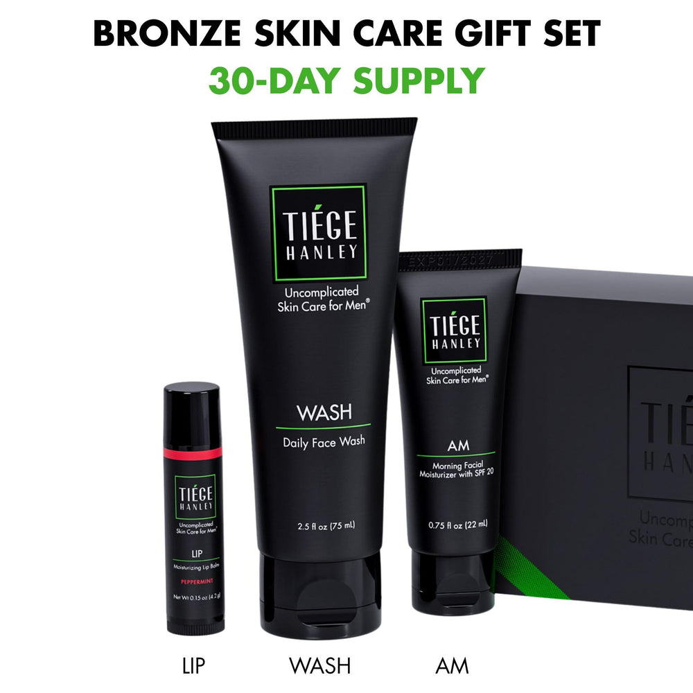 Tiege Hanley Bronze AM Moisturizer SPF 20 for daytime hydration and protection.