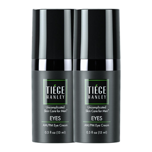 Tiege Hanley EYES eye cream tube packaging for quick daily care.