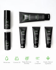 Tiege Hanley PM Moisturizer tube nourishes skin overnight and supports elasticity.
