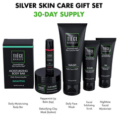Tiege Hanley Silver PM moisturizer tube for overnight hydration and elasticity support.