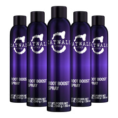 TIGI Catwalk Root Boost Spray Foam bottle delivers instant volume for all hair types without stiffness.