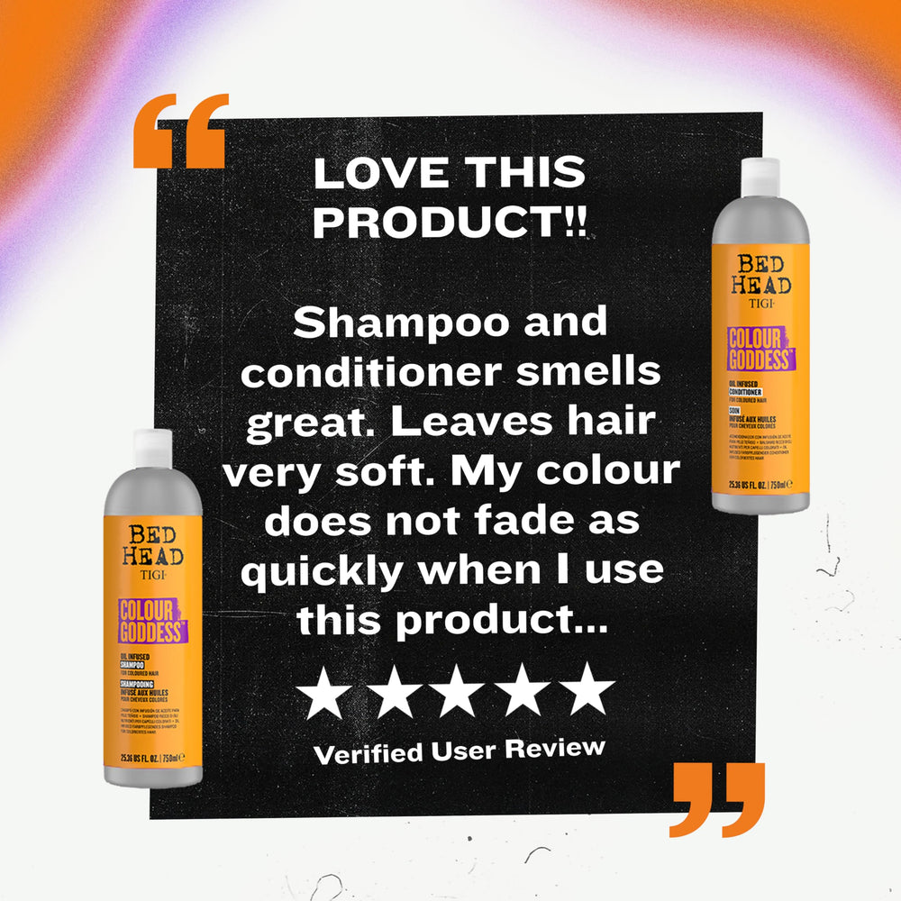 TIGI Colour Goddess 2-pack displayed on a bathroom shelf