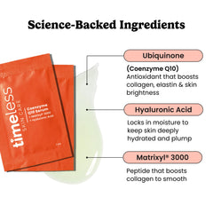 Timeless Skin Care CoQ10 serum pump dispensing for easy daily application.