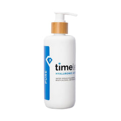 Timeless Skin Care Hyaluronic Acid bottle closeup highlighting hydration-friendly formula.