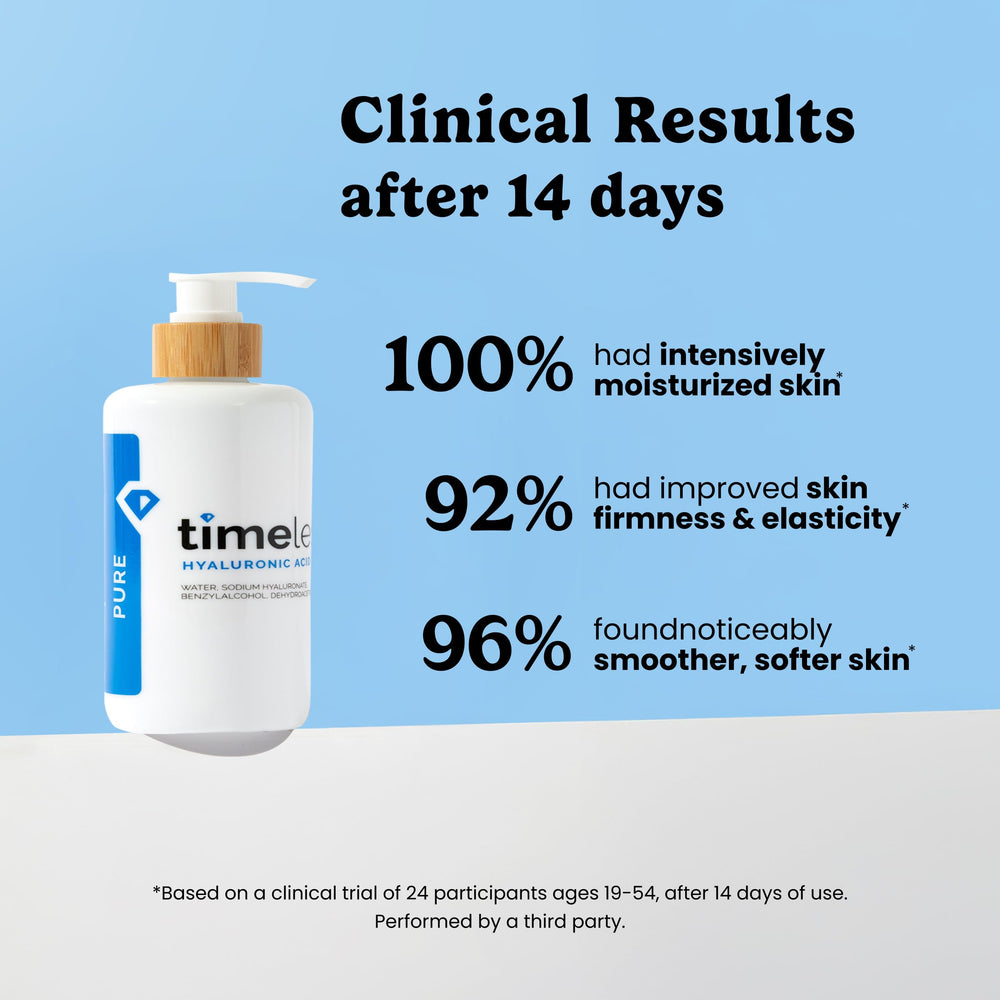 Timeless Skin Care Hyaluronic Acid label detail notes fragrance-free formula.