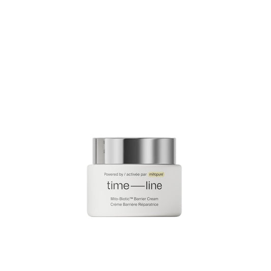 Timeline Mito-Biotic travel cream bottle for on-the-go hydration.