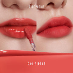 TIMEPHORIA Altera Lip Tint 010 Ripple application swirls for glossy-to-matte transition
