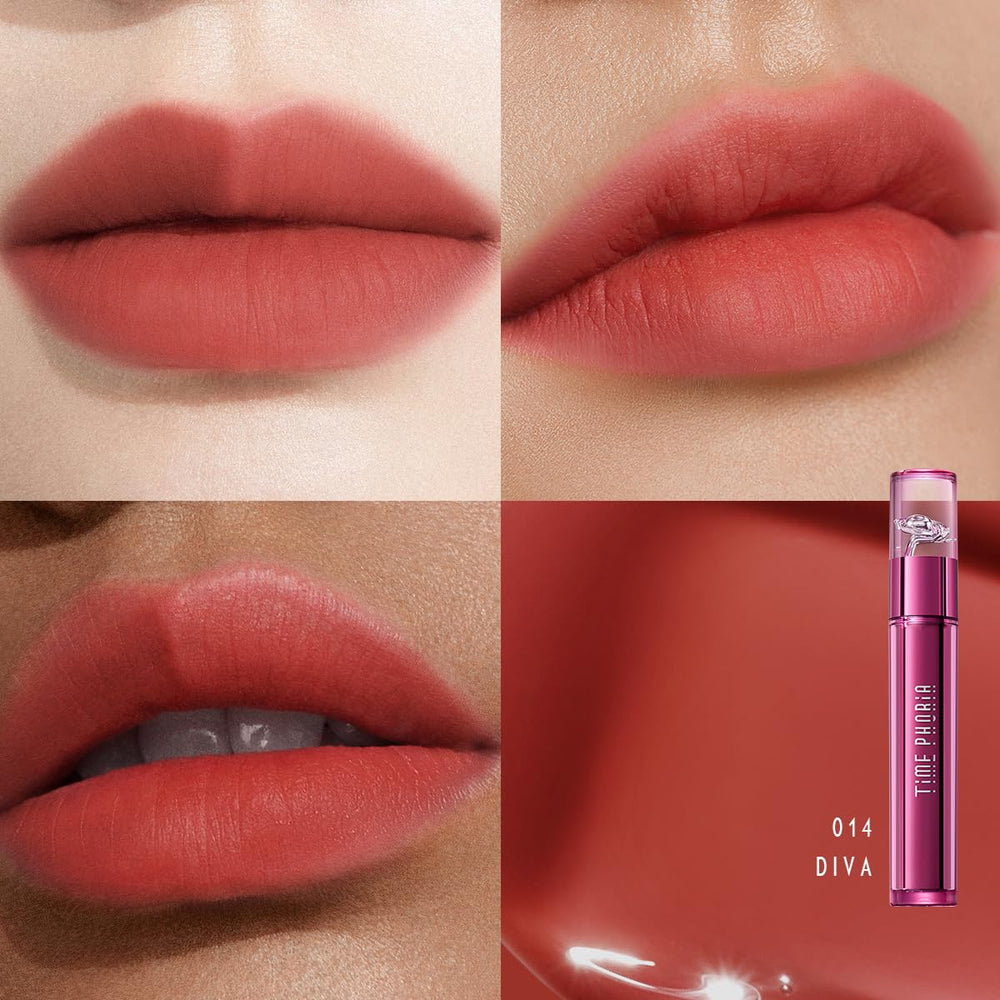 TIMEPHORIA Altera Diva on lips with soft matte finish blur lines