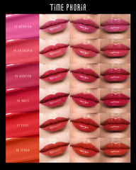 TIMEPHORIA Stellar Dust Lip Stain 09 Enigma transfer-proof formula lasts through meals.