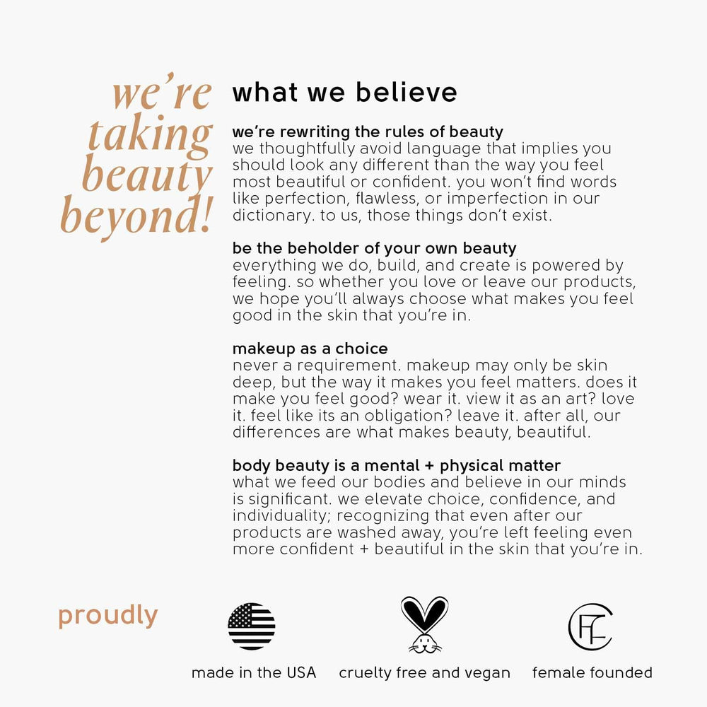TINGE Body Makeup American-made quality with vegan, cruelty-free ingredients