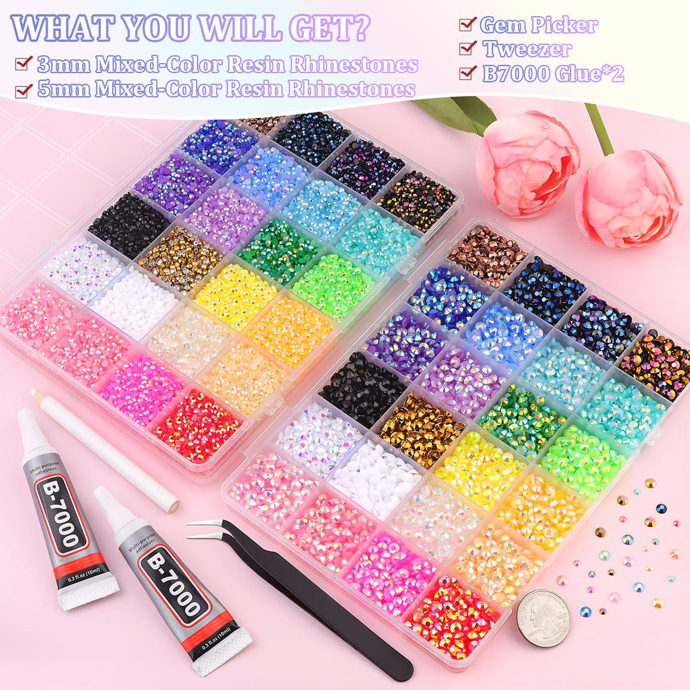TINKRSTUFF 3mm and 5mm multicolor resin gems reflect light beautifully.