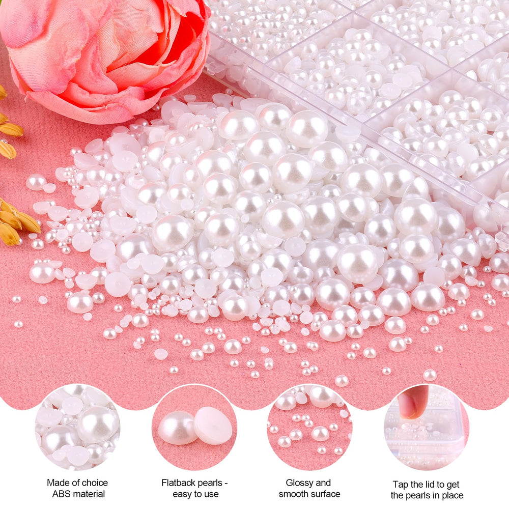 TINKRSTUFF flatback pearls 10mm in white for dramatic design on dresses or bags.
