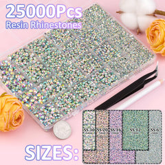 TINKRSTUFF resin rhinestones with included tweezers for easy gem pickup during nail art.