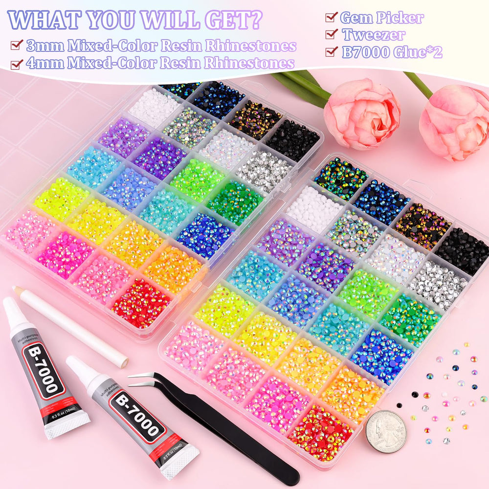 TINKRSTUFF storage boxes with 24 grids keep gems organized for quick decorating projects.