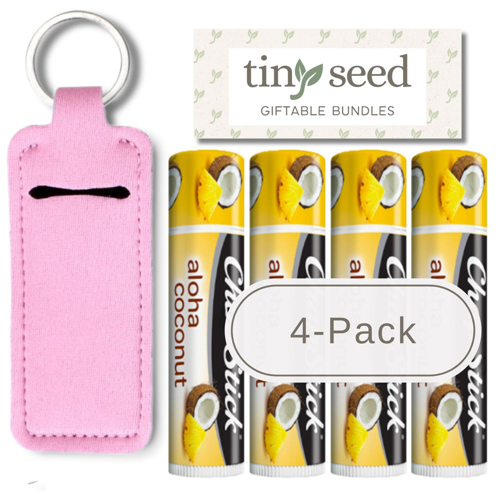 TINY SEED Aloha Coconut lip balm 4-pack ready for everyday moisture.