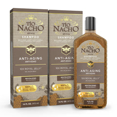 Tio Nacho Anti-Aging Shampoo bottle front showing rejuvenating formula for aging hair.