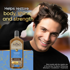 Tio Nacho royal jelly amber jar highlights premium conditioning ingredients