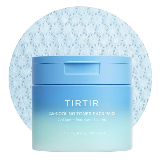 TIRTIR Ice-Cooling Toner Pad cooling action on skin for instant refresh and pore tightening