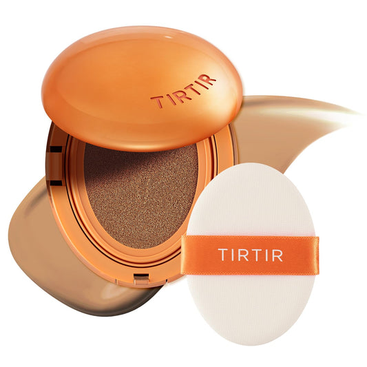 TIRTIR Mask Fit AI Cushion bottle swatch shows shade 33N Macchiato for an even tone