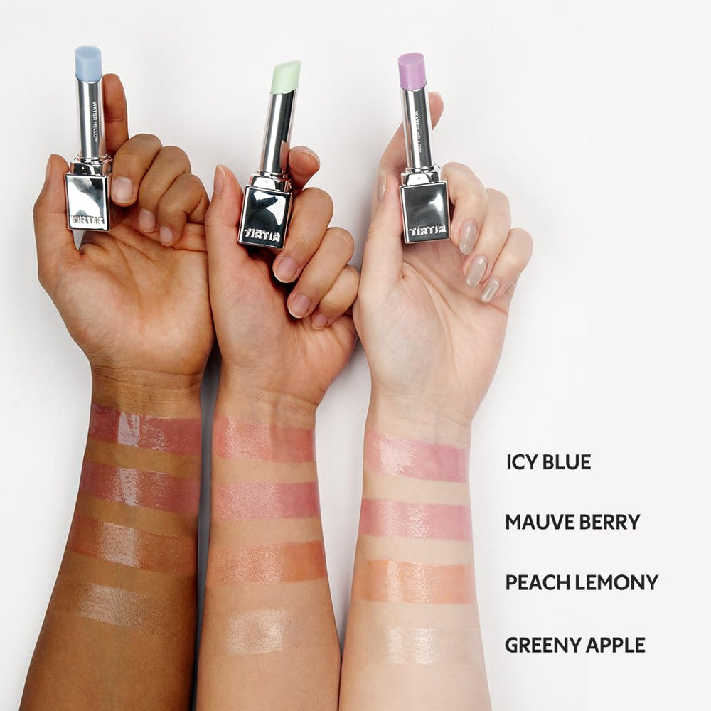 TIRTIR Water Mellow lip balm Green Apple shimmer detail adds subtle sparkle.