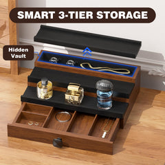 TIRYIUOU Cologne Organizer drawer for watches and rings keeps daily essentials organized.