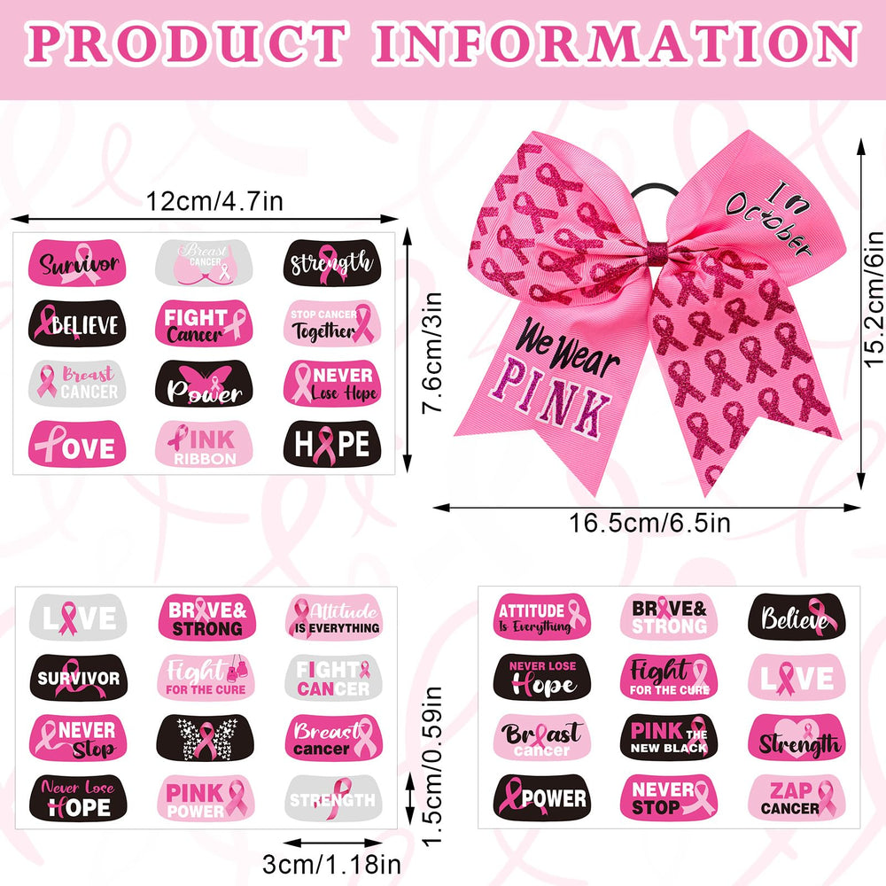 Tisancy breast cancer tattoos 15 sheets with 180 patterns for awareness events.