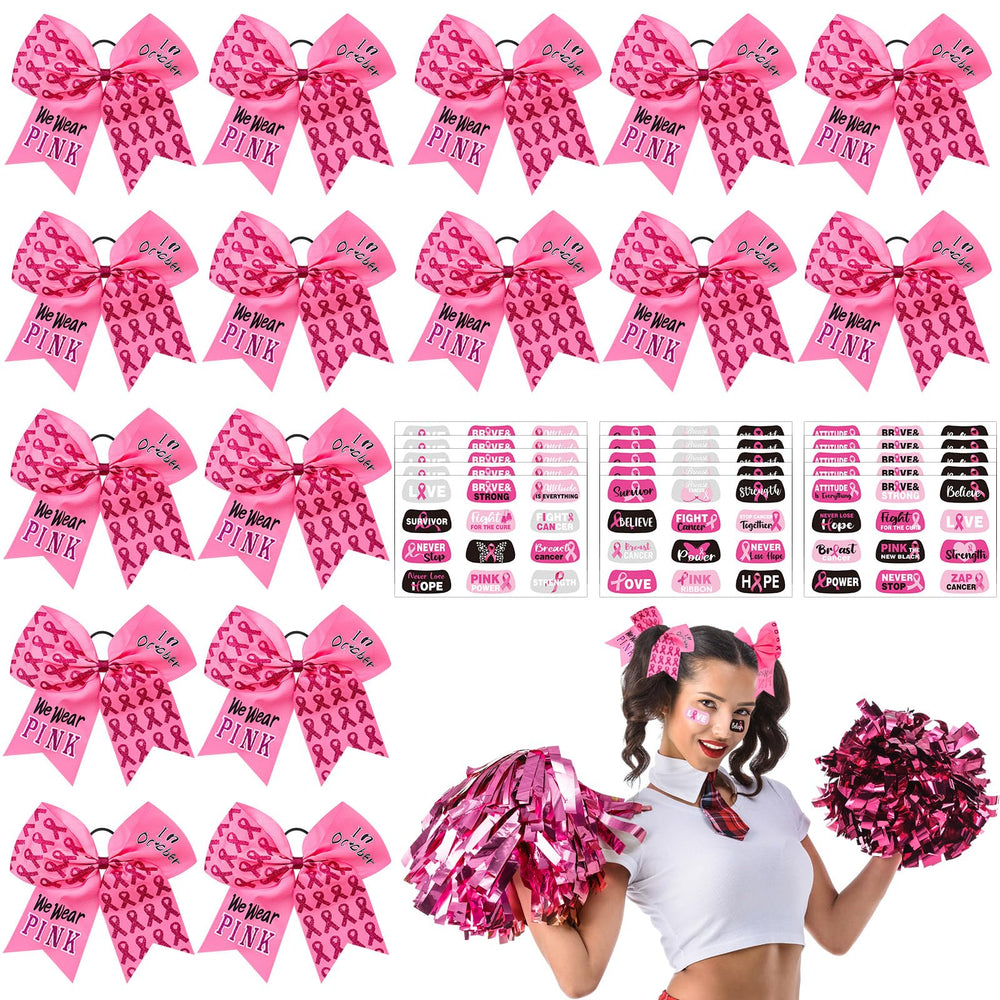 Tisancy pink 8-inch bow for cheer teams, comfortable and secure for all-day wear.
