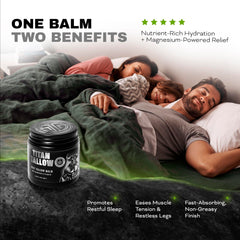 Titan Tallow night-use setup suggesting potential rest and skin hydration.
