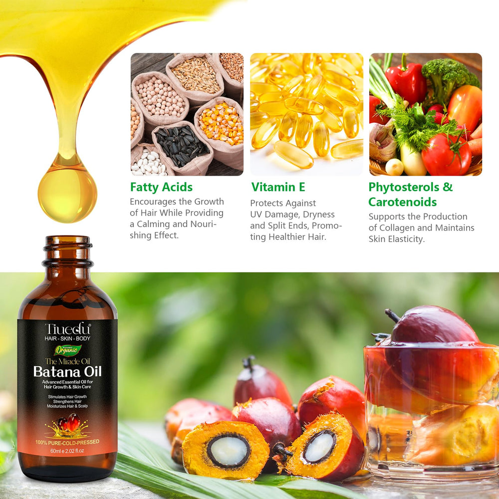 Tiuedu Batana oil application demonstrates root-to-tip nourishment for hair.