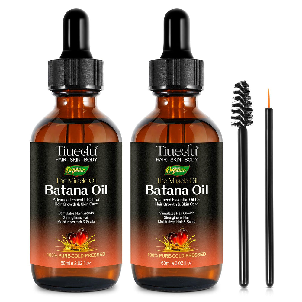 Tiuedu Batana oil eyelashes eyebrows application illustrates nourishing aesthetic care.