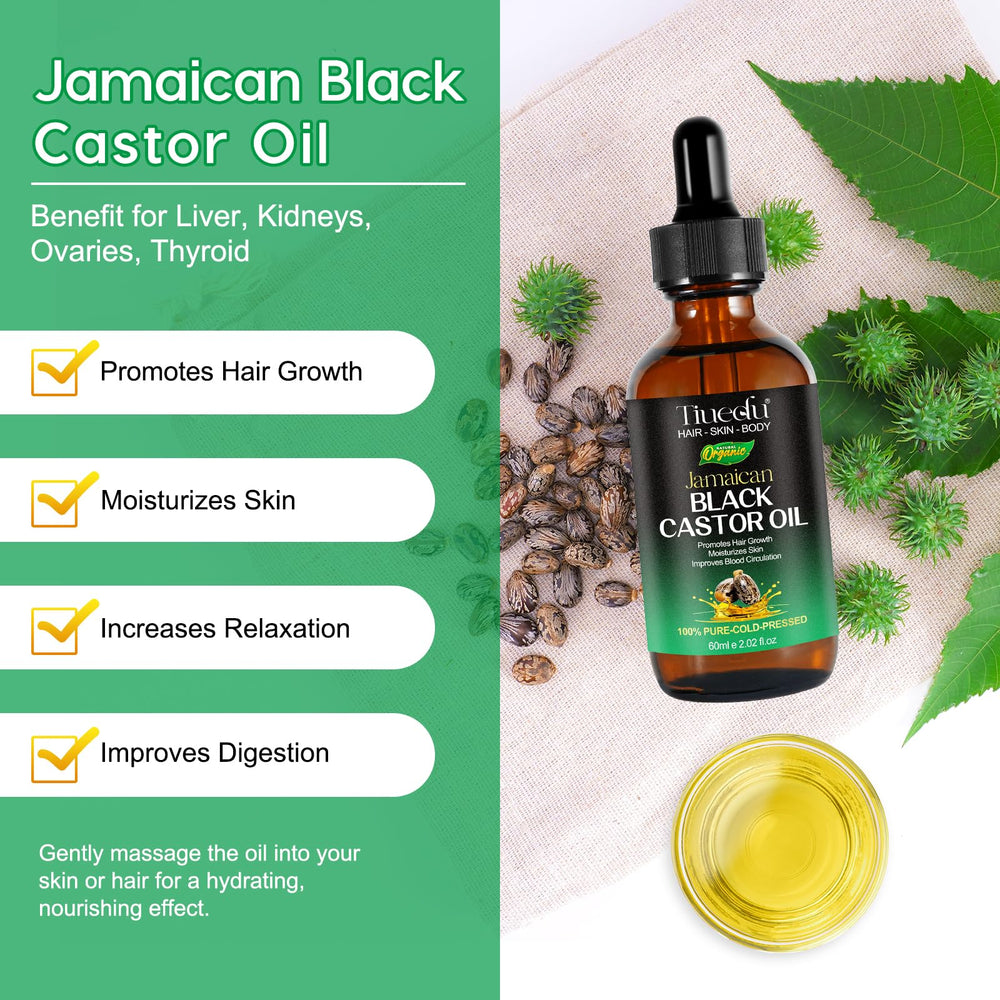 Tiuedu Jamaican Black Castor Oil dropper for precise application.