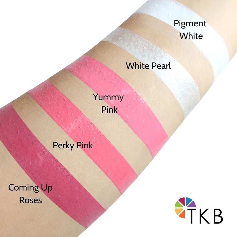TKB Sweet Heart Lip Liquid Set demonstrates castor oil base for smooth, comfortable wear.