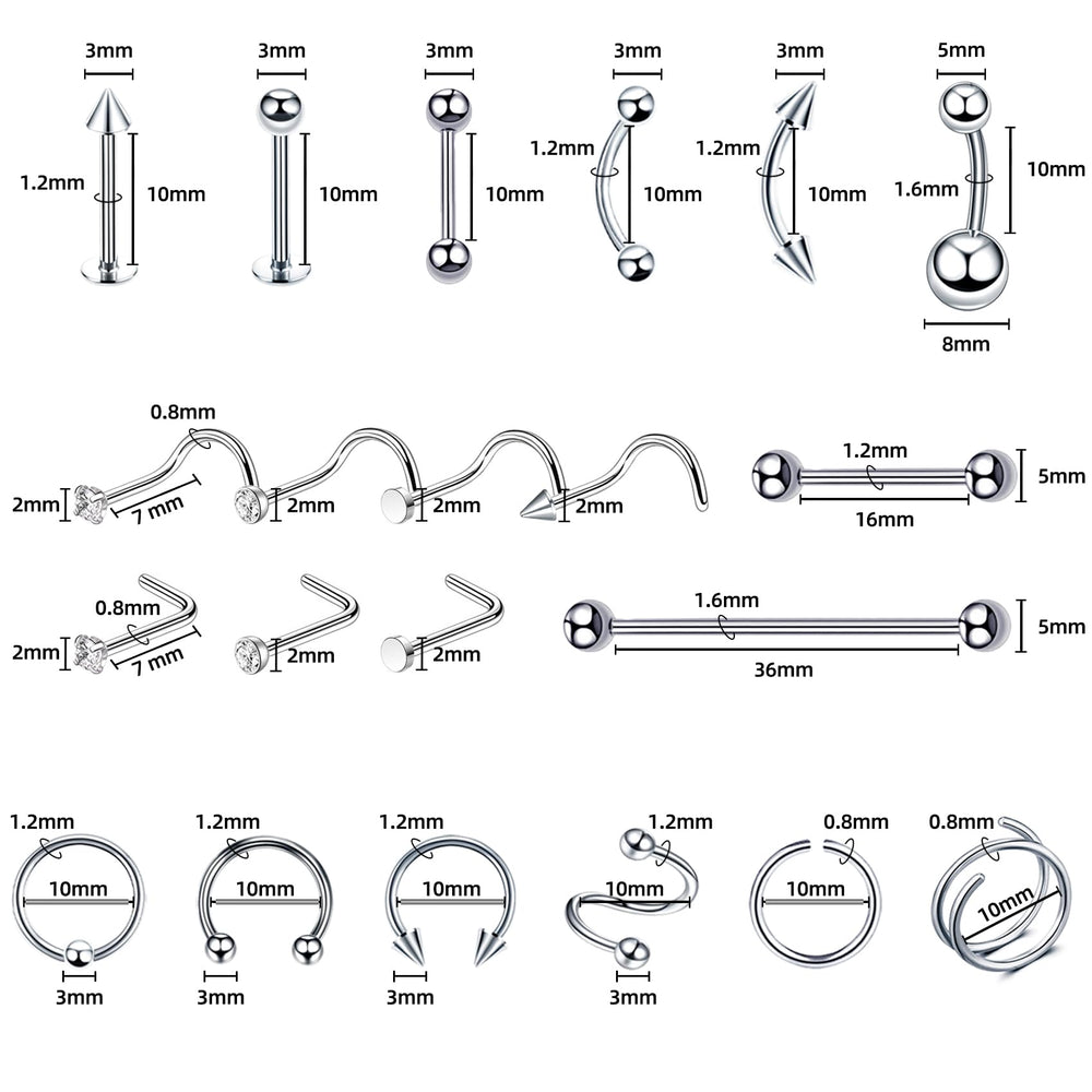 TKKUY piercing needles assortment 12G-20G ensures precise gauge options for versatile piercing setups