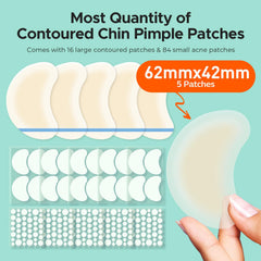 TKTK chin patches on face illustrates discreet overnight blemish care.