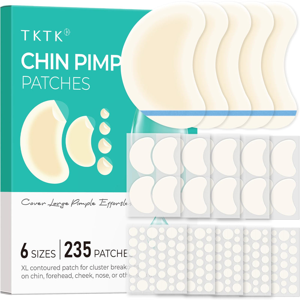 TKTK Chin Patches packaging shown for travel-ready acne care.