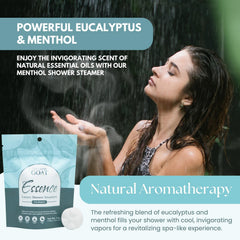 Water-activated shower fizzies releasing steam-infused aromatics in your bathroom.
