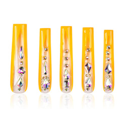 Tmani extra-long press-on nails with crystal glitter for a glamorous finish