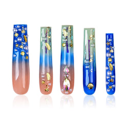 Tmani long square nails with crystal glitter for instant glam