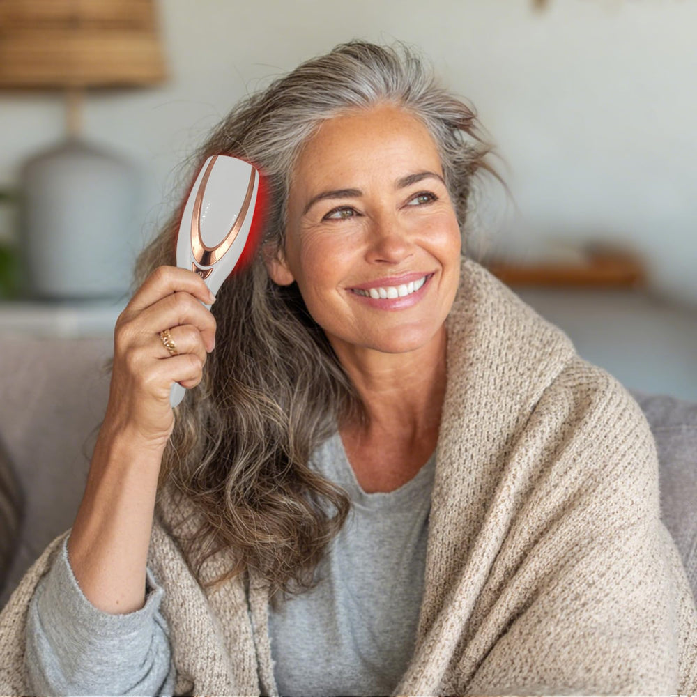 TMOSSO Laser Therapy Hair Growth Comb in action for consistent routine sessions.