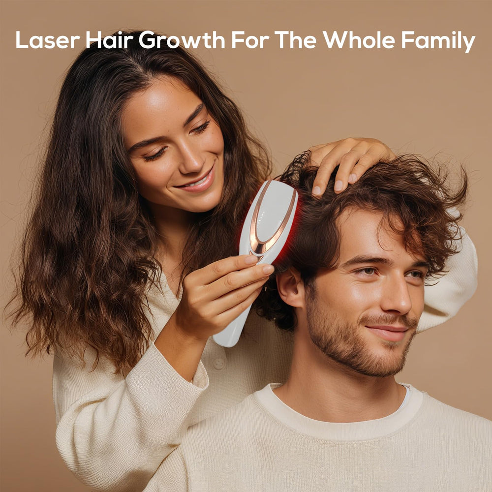 TMOSSO Laser Therapy Hair Growth Comb on scalp demonstrating ergonomic handling.