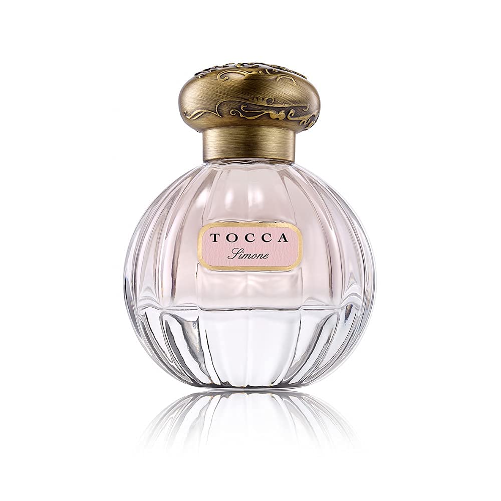 Tocca Simone bottle front view with vintage glass detailing for daily elegance.