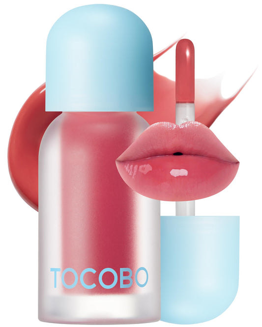 TOCOBO Juicy Berry Lip Oil bottle pour with sleek packaging and precise applicator