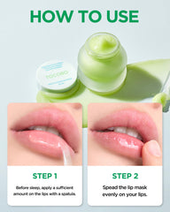 TOCOBO Mint Cooling Lip Mask texture swatch demonstrates non-sticky soothing balm.