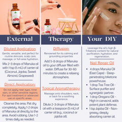 TODICAMP Manuka oil ingredients showcasing pure, undiluted oil quality