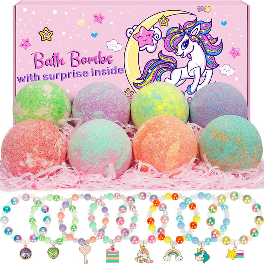Toidgy 8-pack bubble bath bombs reveal a mermaid toy inside for exciting bathtimes.