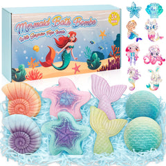 Toidgy Mermaid Bath Bombs with a surprise toy inside create colorful bath time fun.