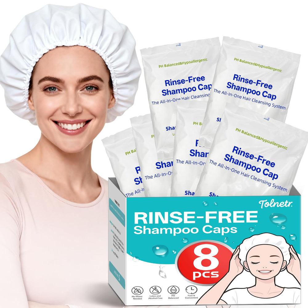 Tolnetr shampoo caps microwavable for bedside no-water rinse.